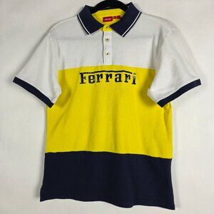 Ferrari Cars Racing 100% Cotton Striped Mens XL Short Sleeve Polo Shirt